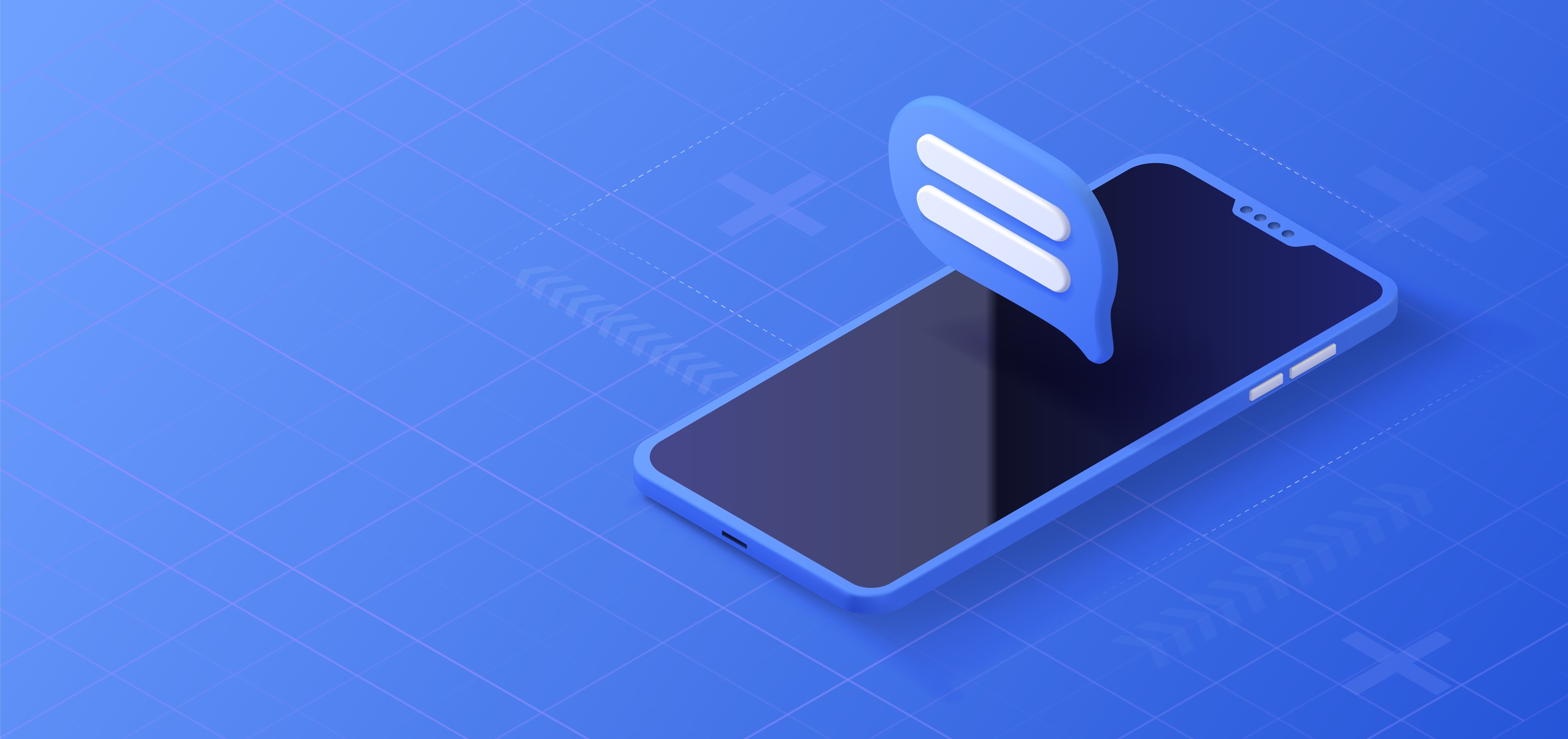 Smartphone with a chat message icon, representing online communication and contacting Syntelise team