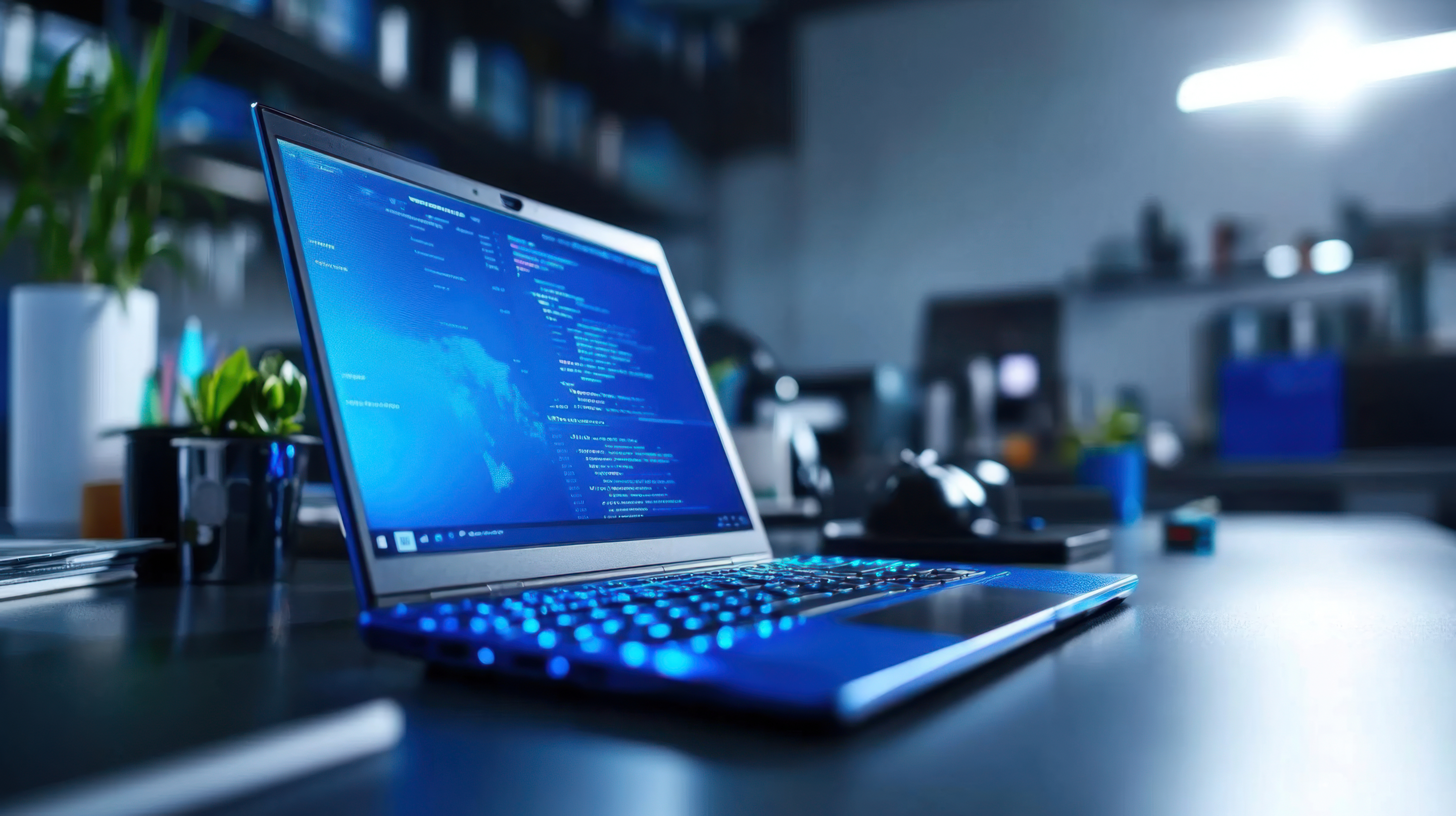 Laptop with software code on screen, representing digital products built for multiple industries